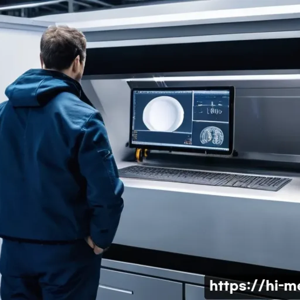 3D 프린팅과 금속재료 활용 - A futuristic industrial workshop showcasing advanced metal 3D printing technology, featuring a sleek...